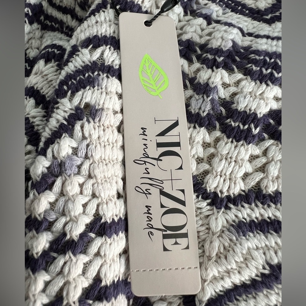 NIC+ZOE Women’s Wave Mix Knit Tank Sweater Blue & Cream, Size L, NWT - Picture 6 of 7